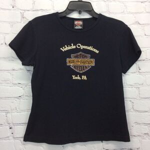 Harley Davidson Women’s Size L T Shirt/Top Logo Graphic Bling York PA Motorcycle